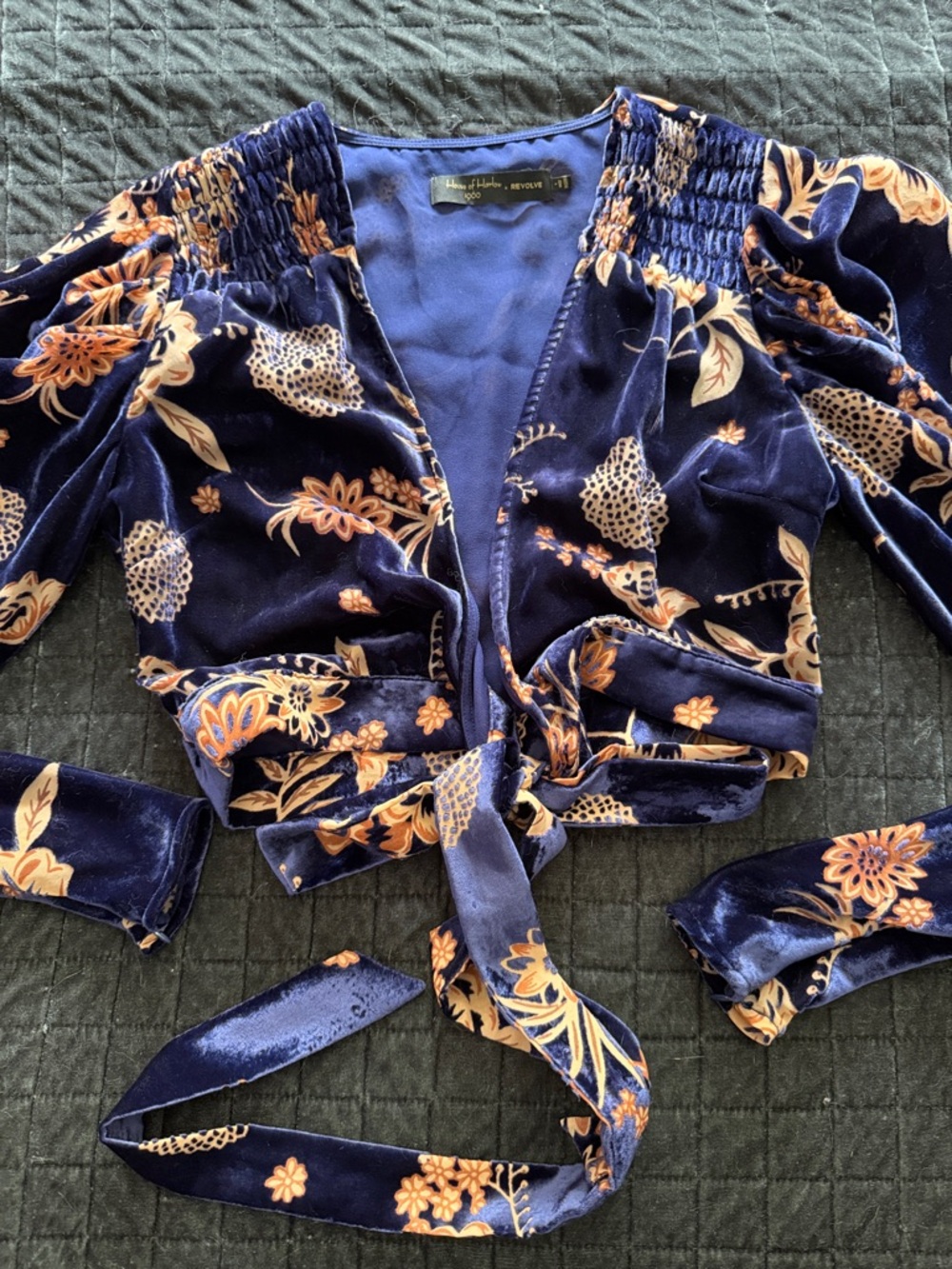 House of Harlow 1960 x Revolve Purple Velvet Floral Tie-Front Blouse